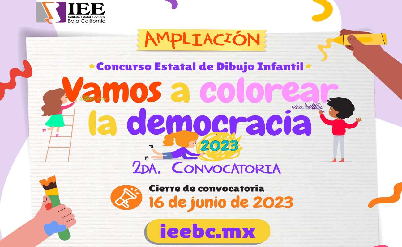 Reitera IEEBC invitación al concurso estatal de dibujo infantil “Vamos a colorear la democracia”