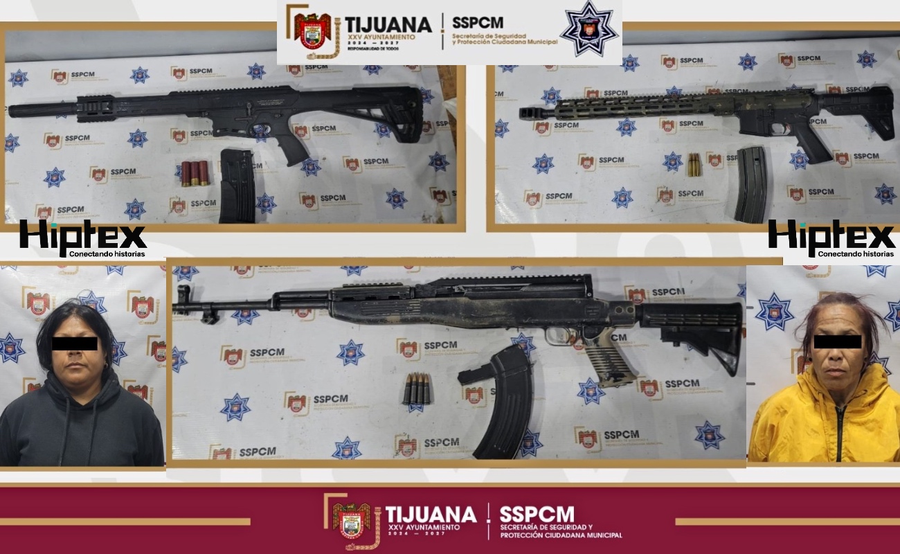 Arresta Policía Municipal a dos mujeres en posesión de armas largas