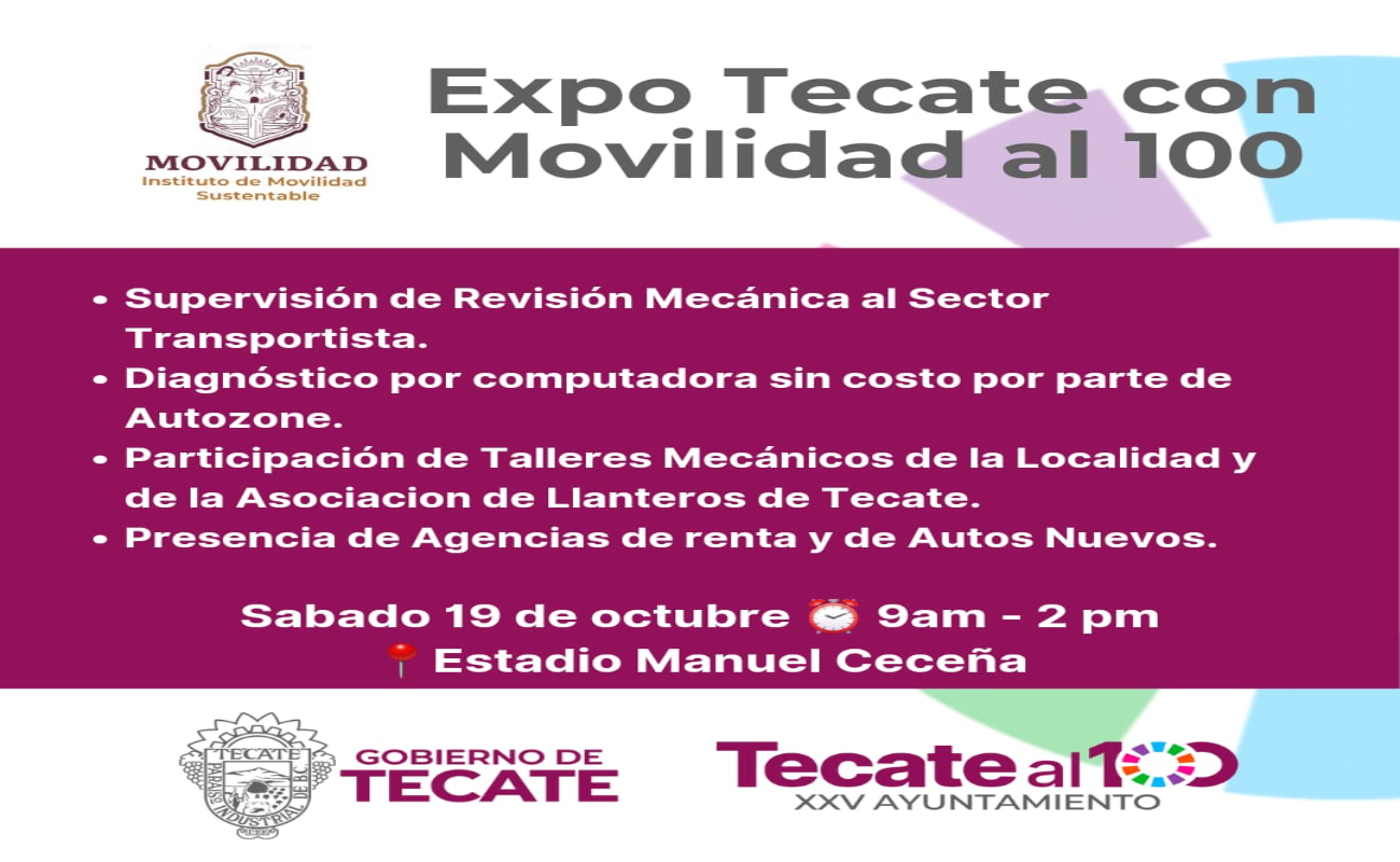 Convoca Gobierno de Tecate a la Expo con Movilidad al 100