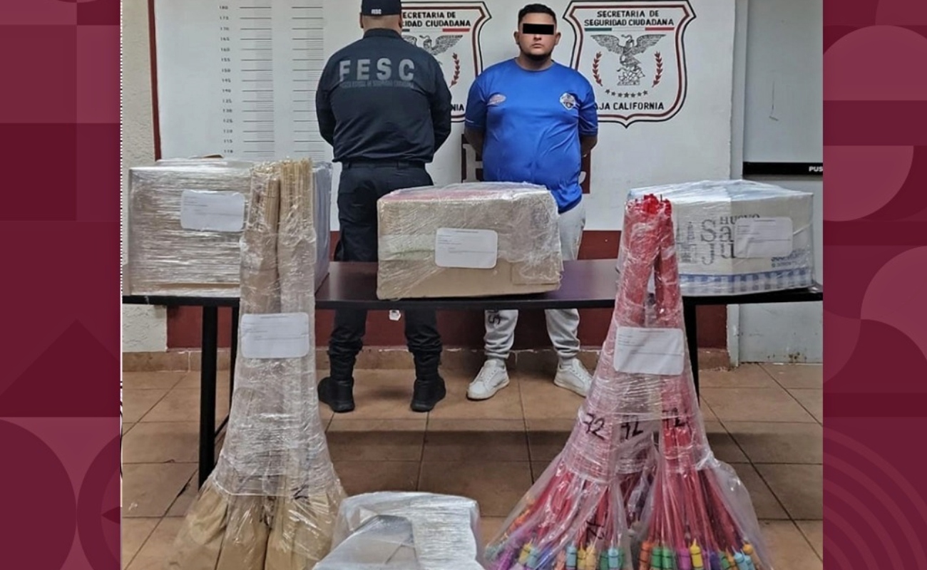 Decomisan más de 127 kilos de pirotecnia ilegal en el Valle de Mexicali, detiene a un hombre