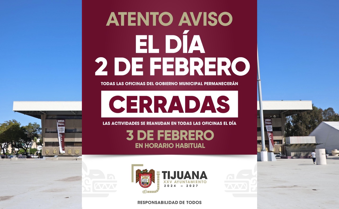 Será inhábil el lunes 2 de febrero para el Gobierno Municipal