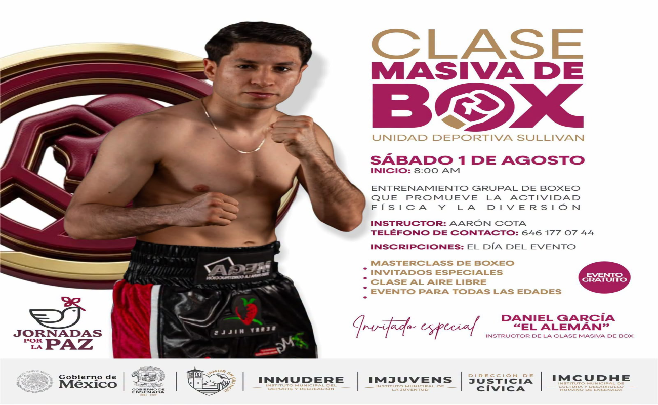 Invita a clase masiva de box en el Sullivan de Ensenada