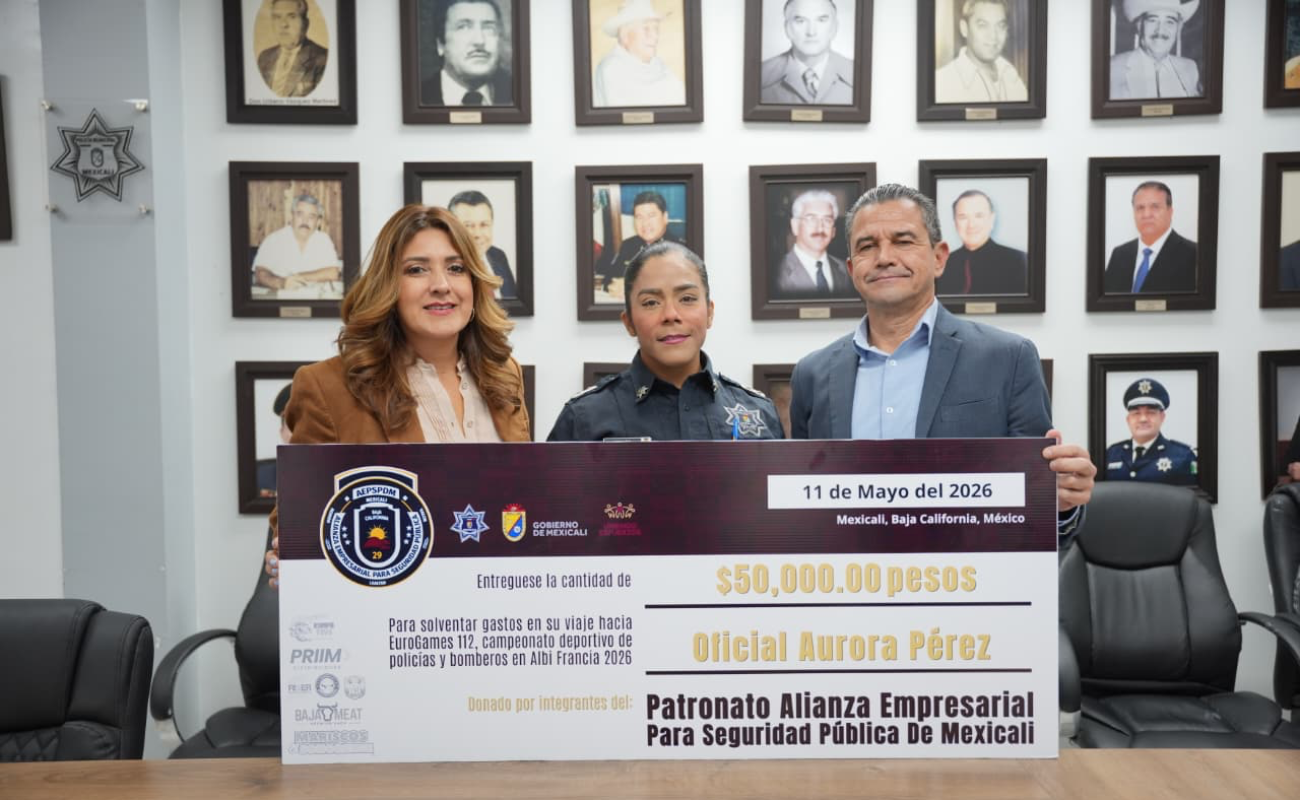 Apoya Patronato Alianza Empresarial para la Seguridad Pública a Policía que representará a Mexicali en Francia 2026