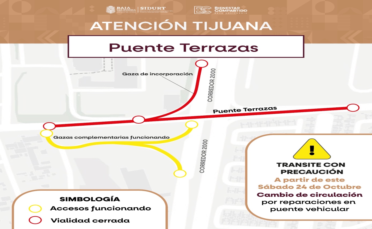 Reparará SIDURT puente vehicular Terrazas; habrá cierre de circulación