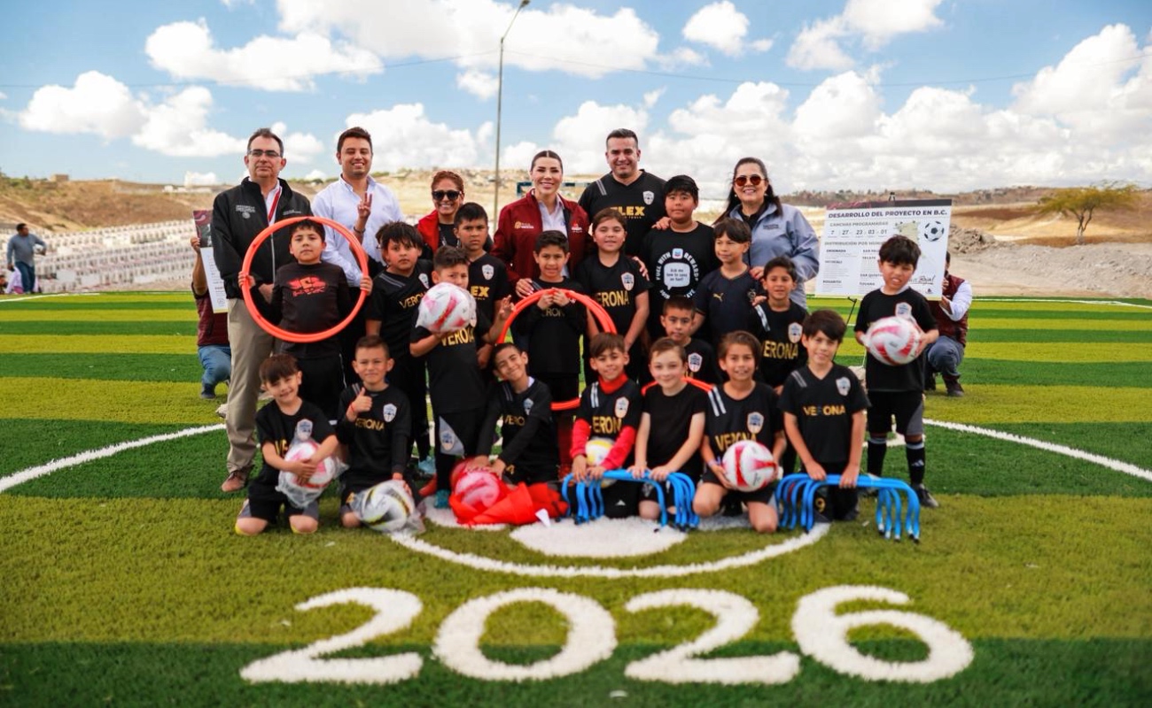 La gobernadora Marina del Pilar anunció la creación de 27 nuevas canchas y la rehabilitación de 21 áreas deportivas en Baja California, como parte del programa “Mundial Social” de la Copa Mundial 2026.