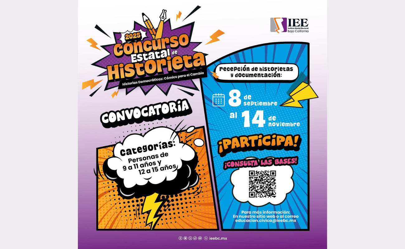 Mañana vence plazo para participar en el concurso “Historias Democráticas: Cómics para el cambio” del IEEBC