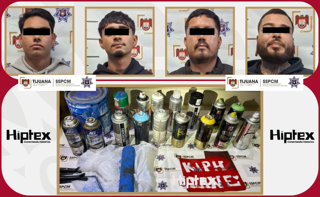 Aseguran a cuatro grafiteros en la colonia Pino de Narez