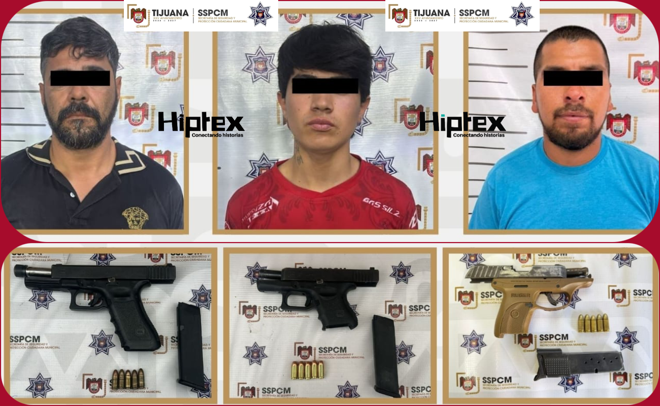 Capturan a tres personas en posesión de armas de fuego