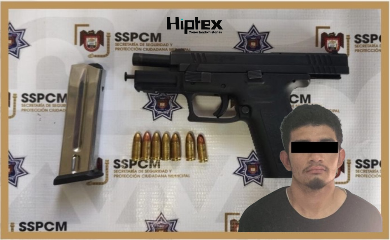 Asegura Policía Municipal a sujeto que presuntamente agredió con un arma de fuego a una mujer