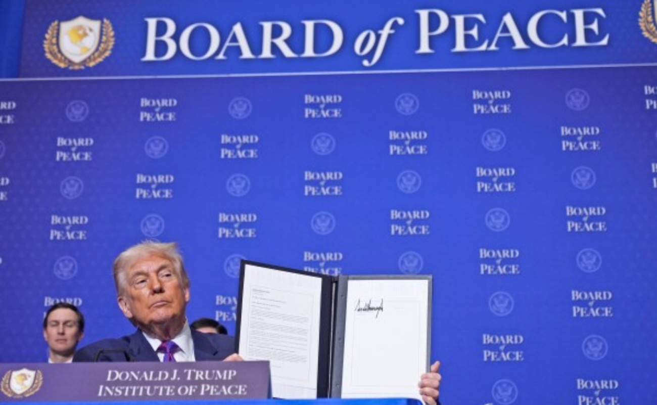 El presidente Donald Trump durante la sesión inaugural de la “Board of Peace” en Washington D.C., donde presentó el plan de reconstrucción para Gaza.