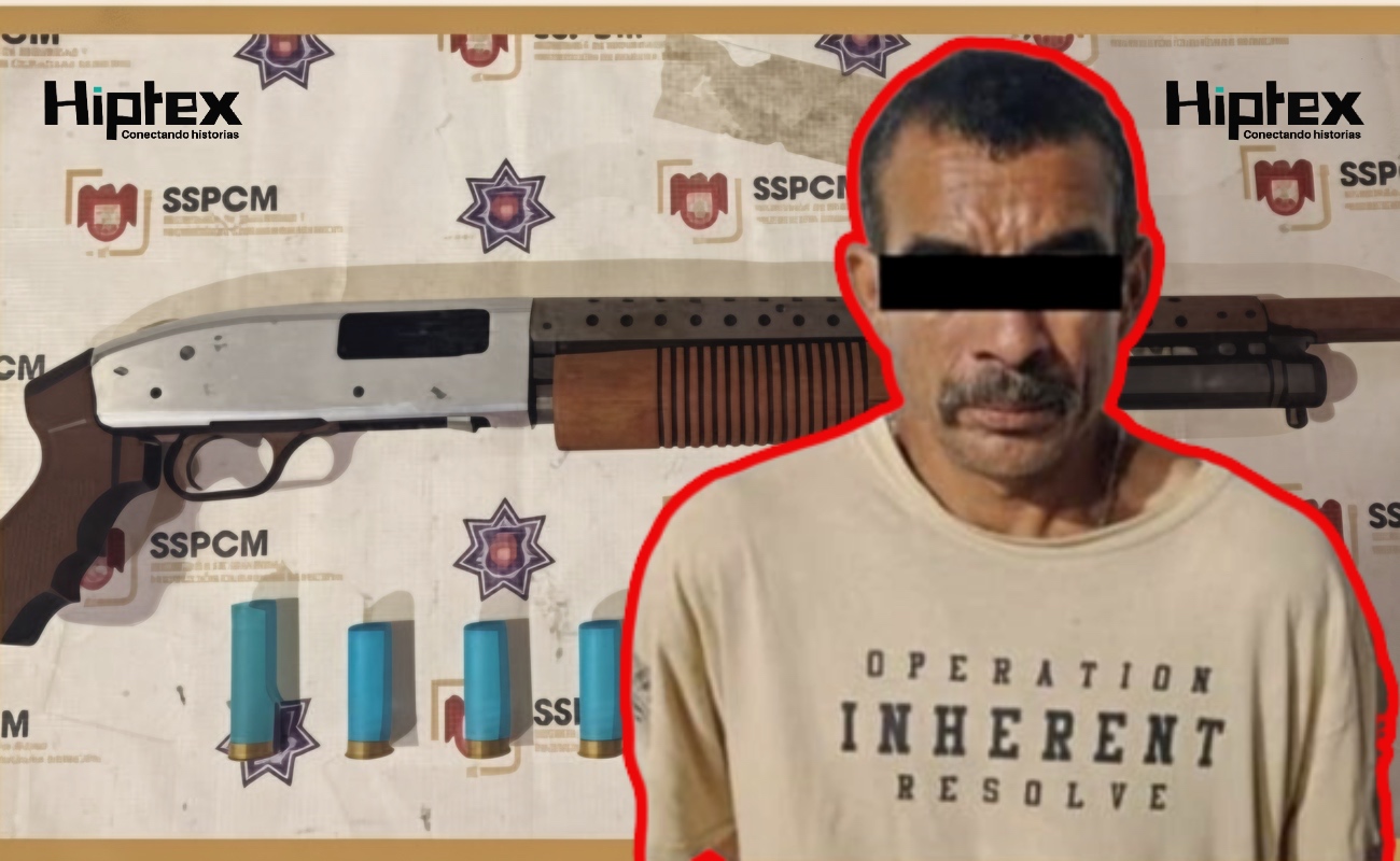 Arresta Policía Municipal a hombre en posesión de un fusil