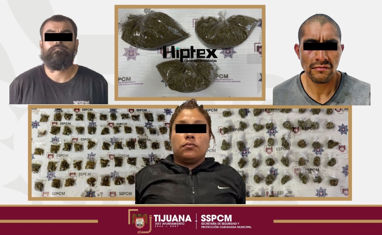 Decomisa Policía Municipal múltiples dosis de droga y detiene a tres personas en distintos hechos