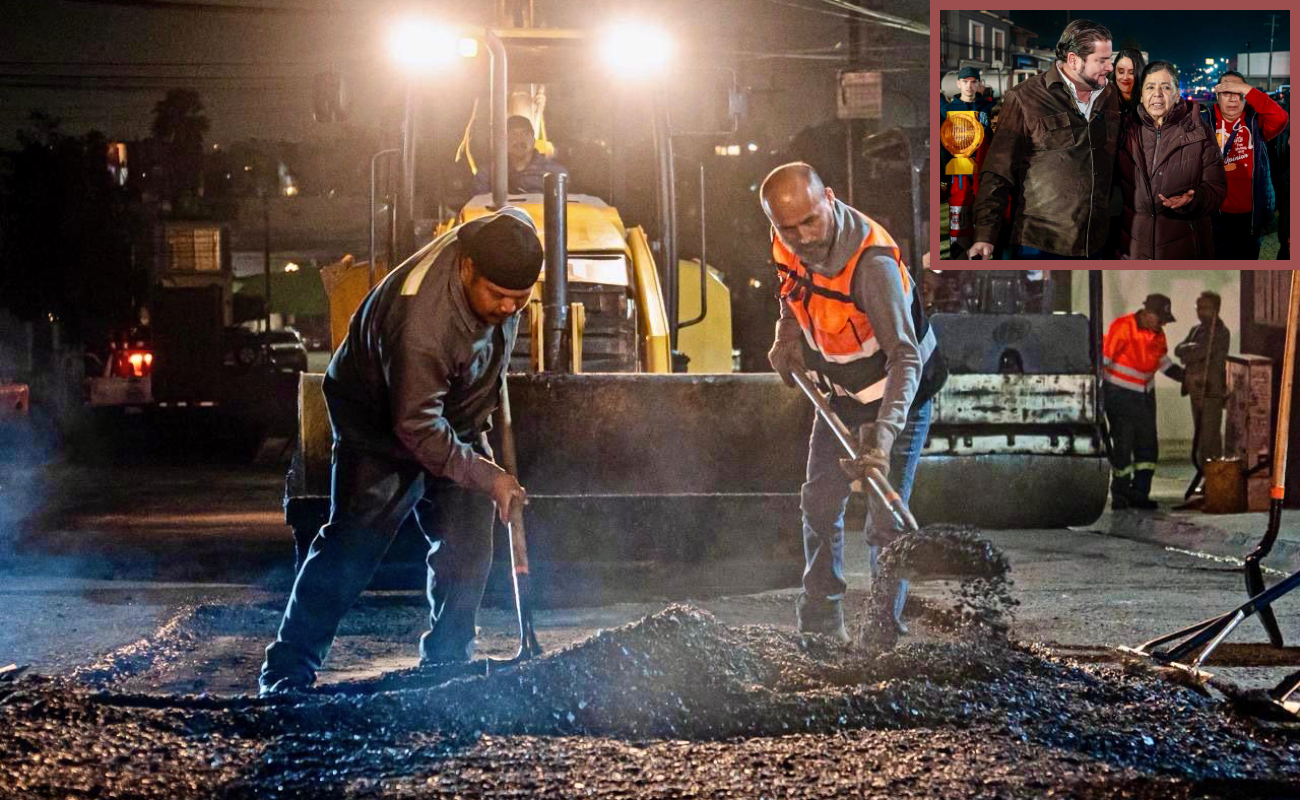 Supervisa Ismael Burgueño jornada nocturna de bacheo en la colonia El Lago