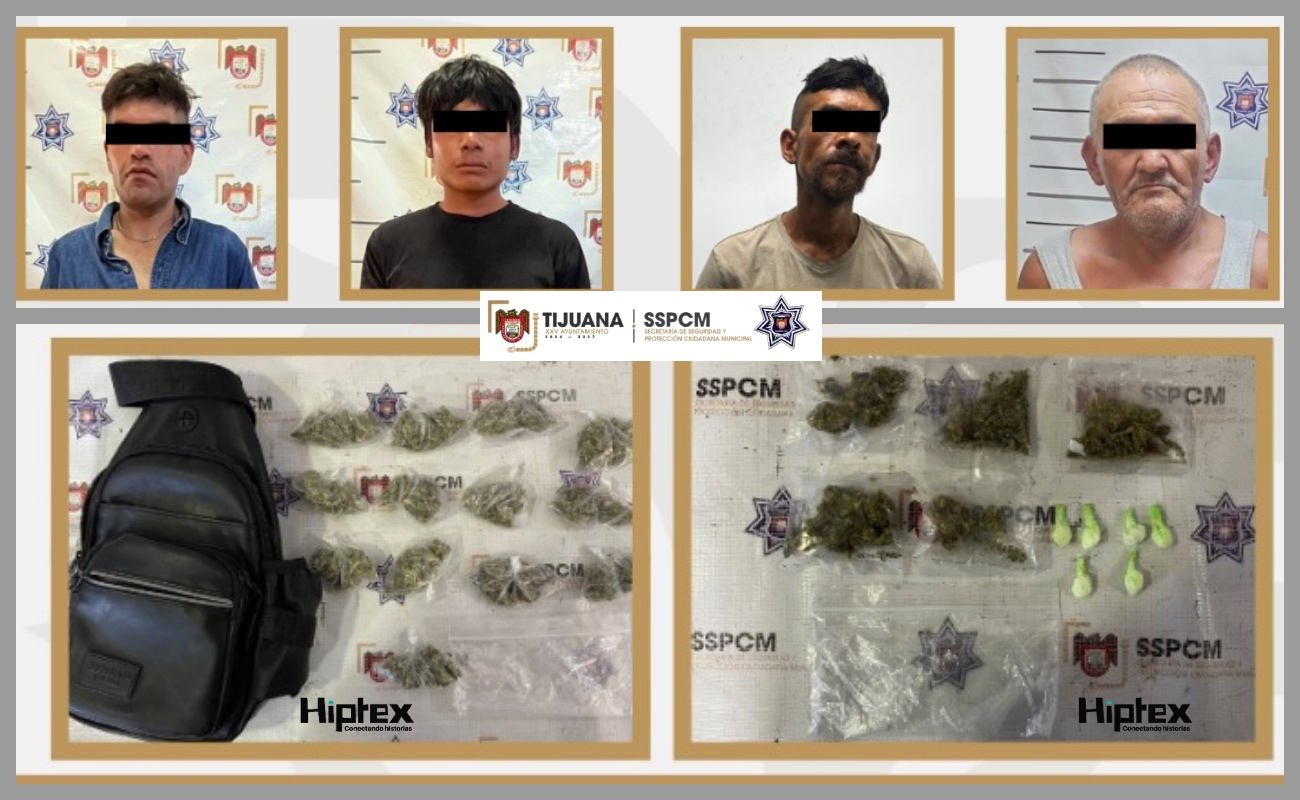 Arrestan a cuatro personas en posesión de más de 60 dosis de posible droga