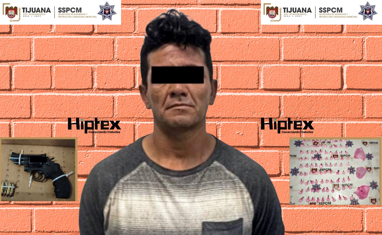 Arrestan a sujeto con arma de fuego y más de 90 envoltorios con cristal
