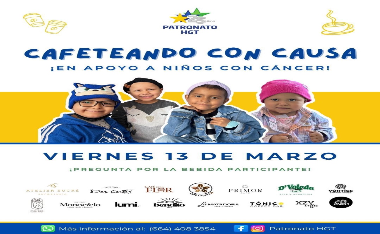 Una iniciativa solidaria que se realizará el próximo viernes 13 de marzo en distintos establecimientos de café de la región.
