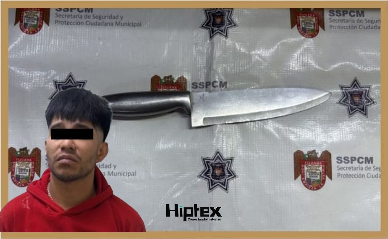 Aseguran a sujeto armado con cuchillo tras agredir a su hermano y oponerse a su arresto