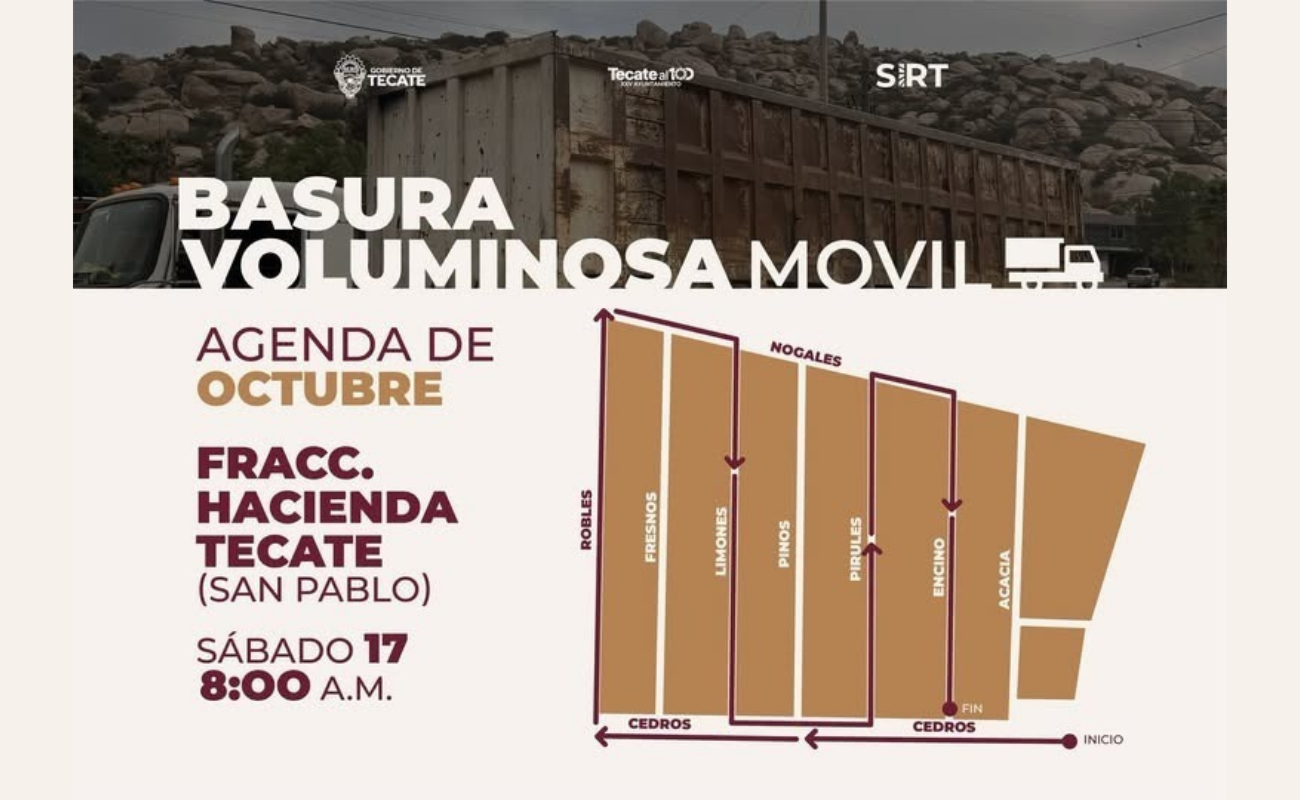 Llevarán contenedor de basura voluminosa al Fraccionamiento Hacienda Tecate