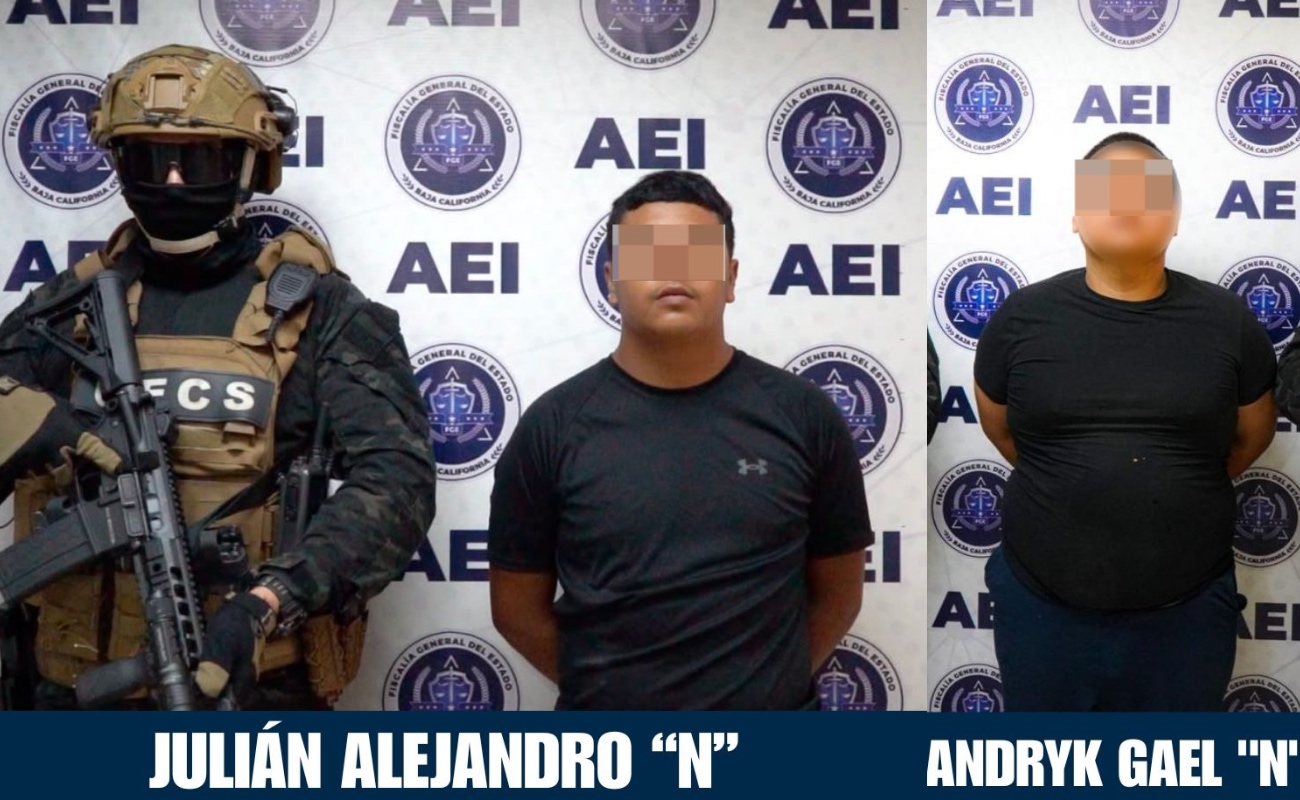 Andryk Gael “N” y Julián Alejandro “N”, presuntos responsables del secuestro de migrantes.