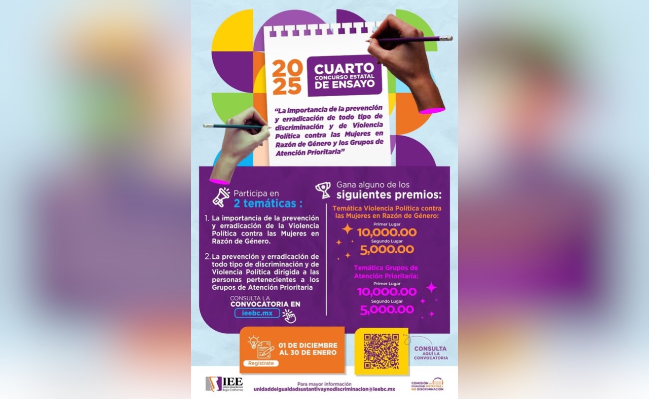 Invitan a participar en Cuarto Concurso Estatal de Ensayo 2025