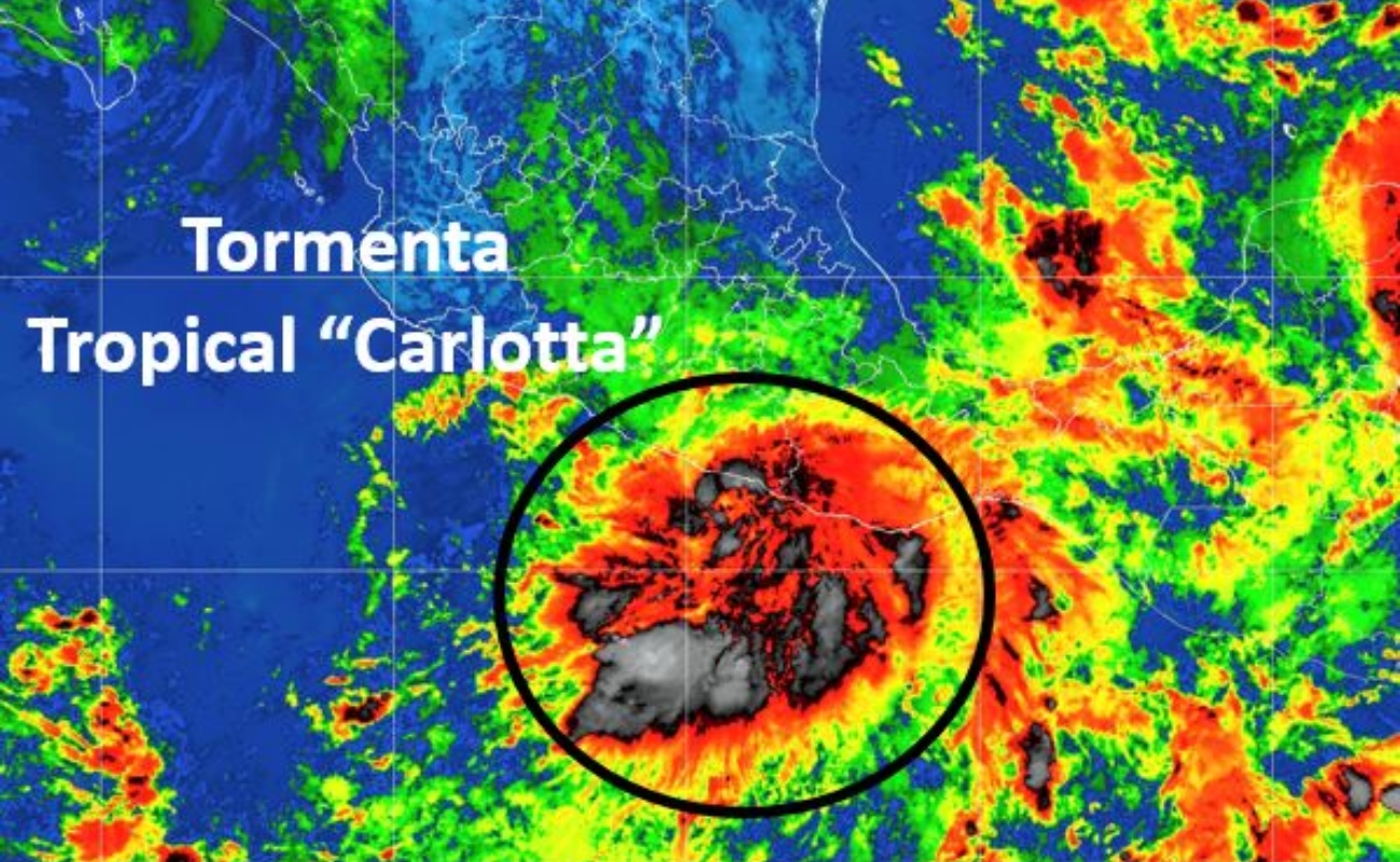 Carlotta tiene vientos máximos sostenidos de 65 kilómetros por hora y rachas de de 85 kilómetros por hora