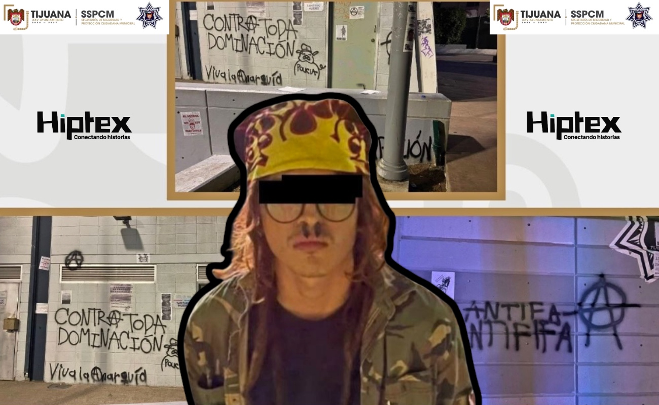 Detienen en flagrancia a joven por grafitear caseta policial en la Zona Centro