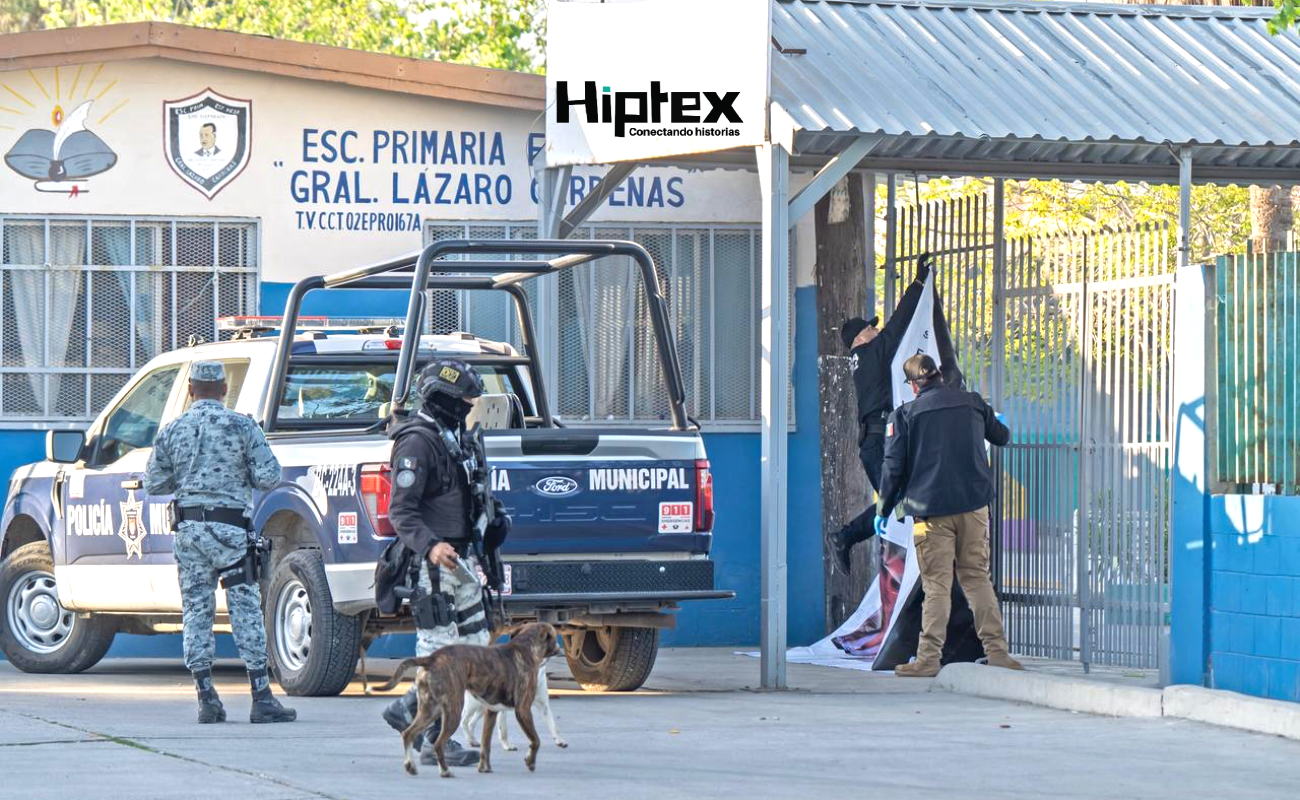 Suspenden clases presenciales en primaria de Tijuana tras colocarse una narcomanta en la entrada