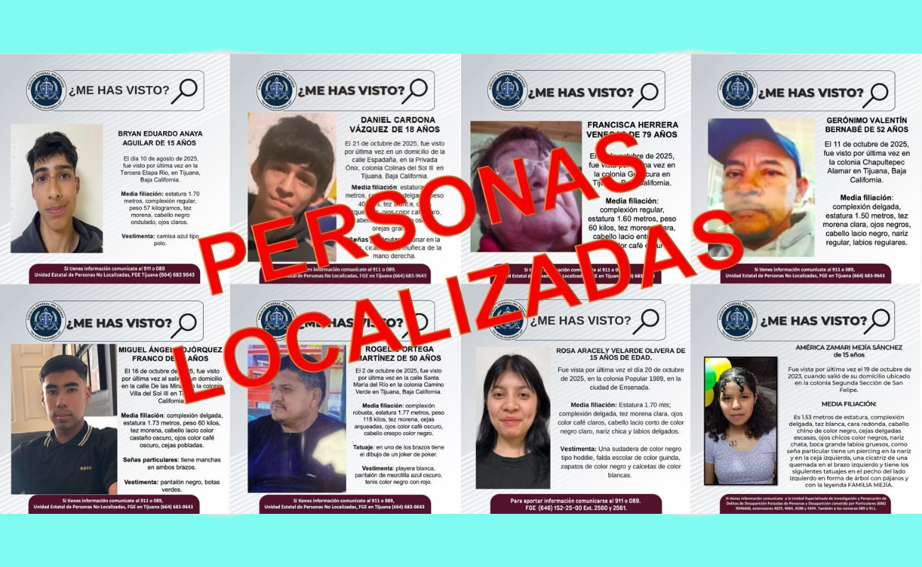 Localizan a ocho personas reportadas como desaparecidas