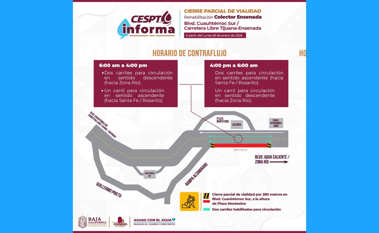 Continúan obras de rehabilitación del colector Ensenada