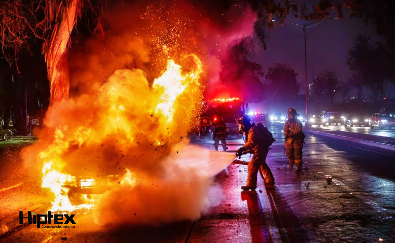 Se incendia automóvil sobre la Vía Rápida Oriente, en las inmediaciones de la Ready Lane