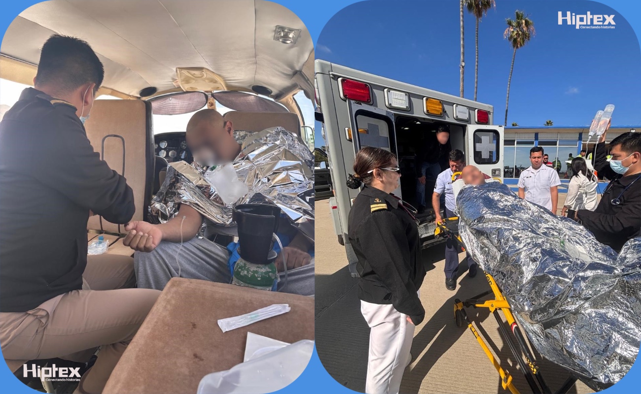 Fue necesario trasladarlo vía aérea hasta Ensenada.