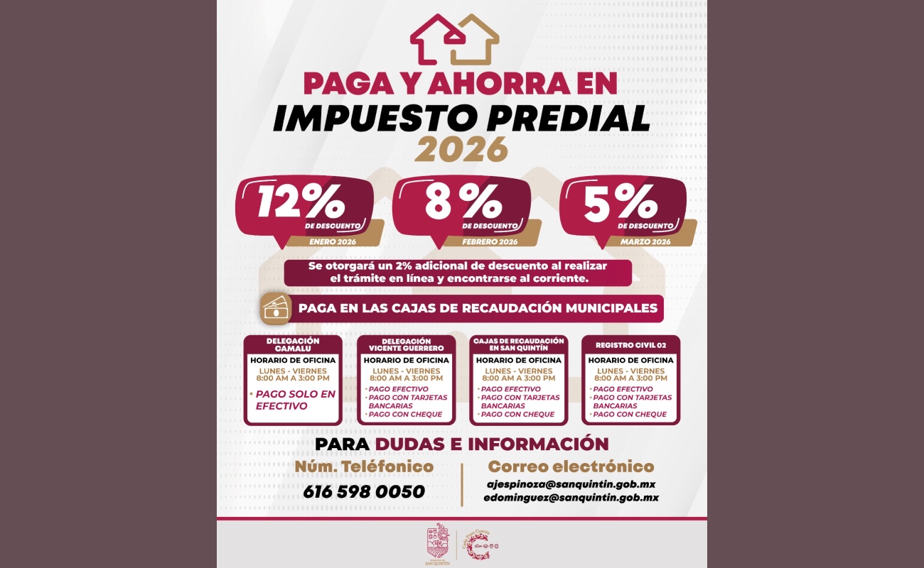 Llaman a aprovechar descuentos en el pago del predial