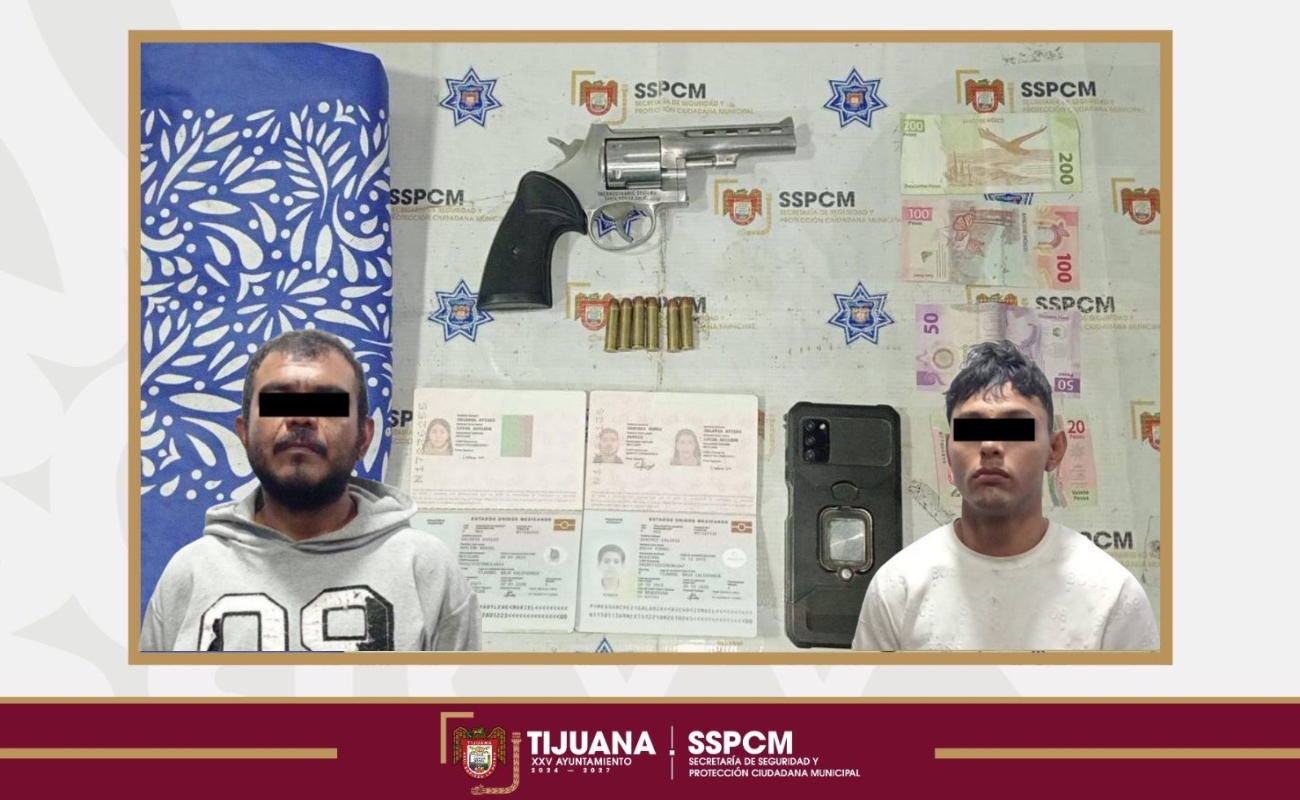 Asegura Policía Municipal de Tijuana a dos generadores de violencia tras allanamiento y amago con arma de fuego