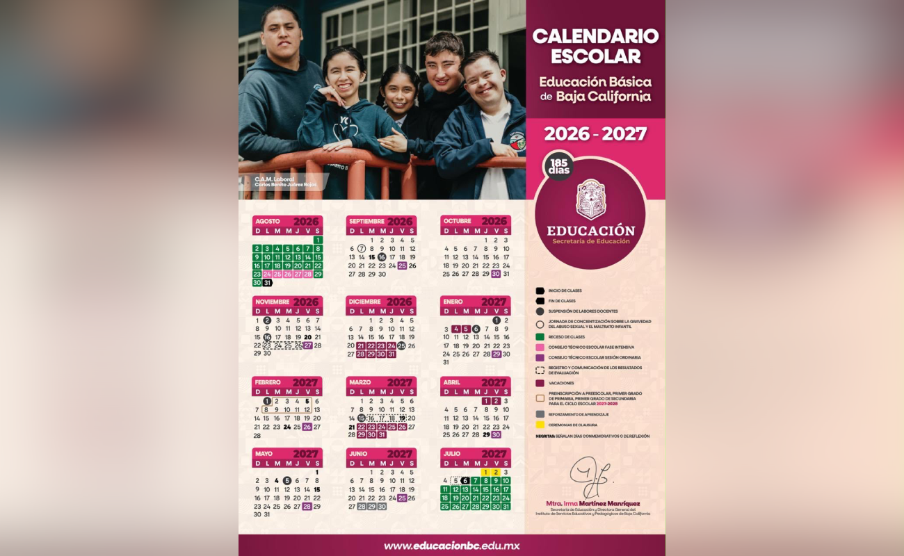 Contempla un total de 185 días de clases enfocados en el desarrollo integral y académico de los estudiantes.