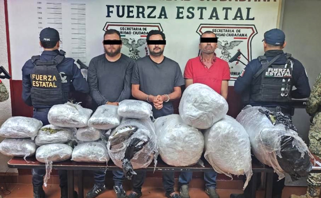 Decomisan 50 kilos de marihuana en Tecate; hay tres detenidos