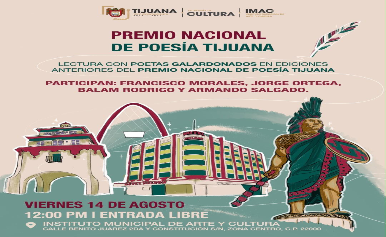Reunirá XXV Ayuntamiento de Tijuana a poetas galardonados del Premio Nacional de Poesía Tijuana