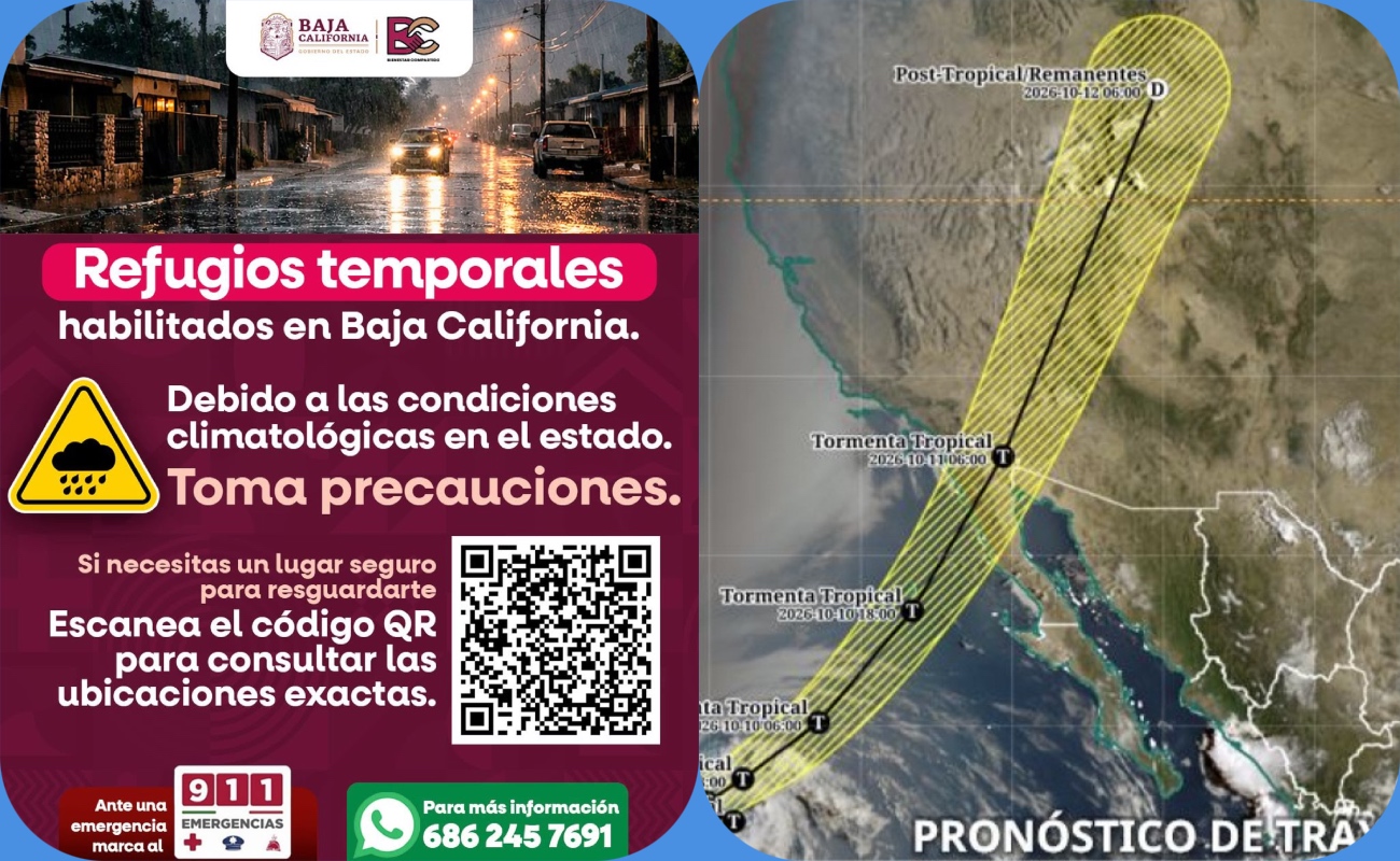 Activan en BC vigilancia permanente ante pronóstico de lluvias y vientos el fin de semana