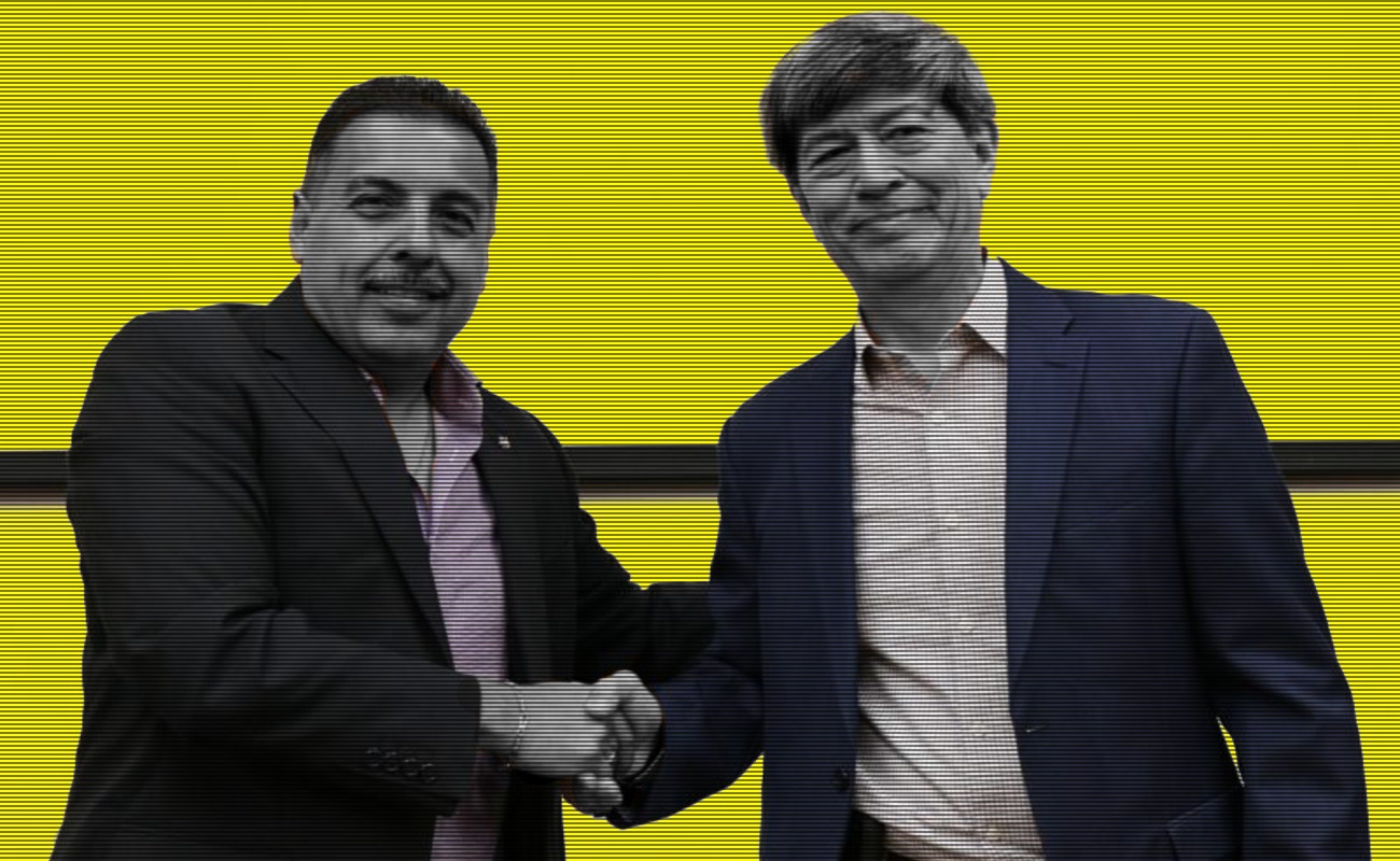 José Hernández,  astronauta mexicano de la Nada y el Dr. Fernando León, Rector de CETYS Universidad.