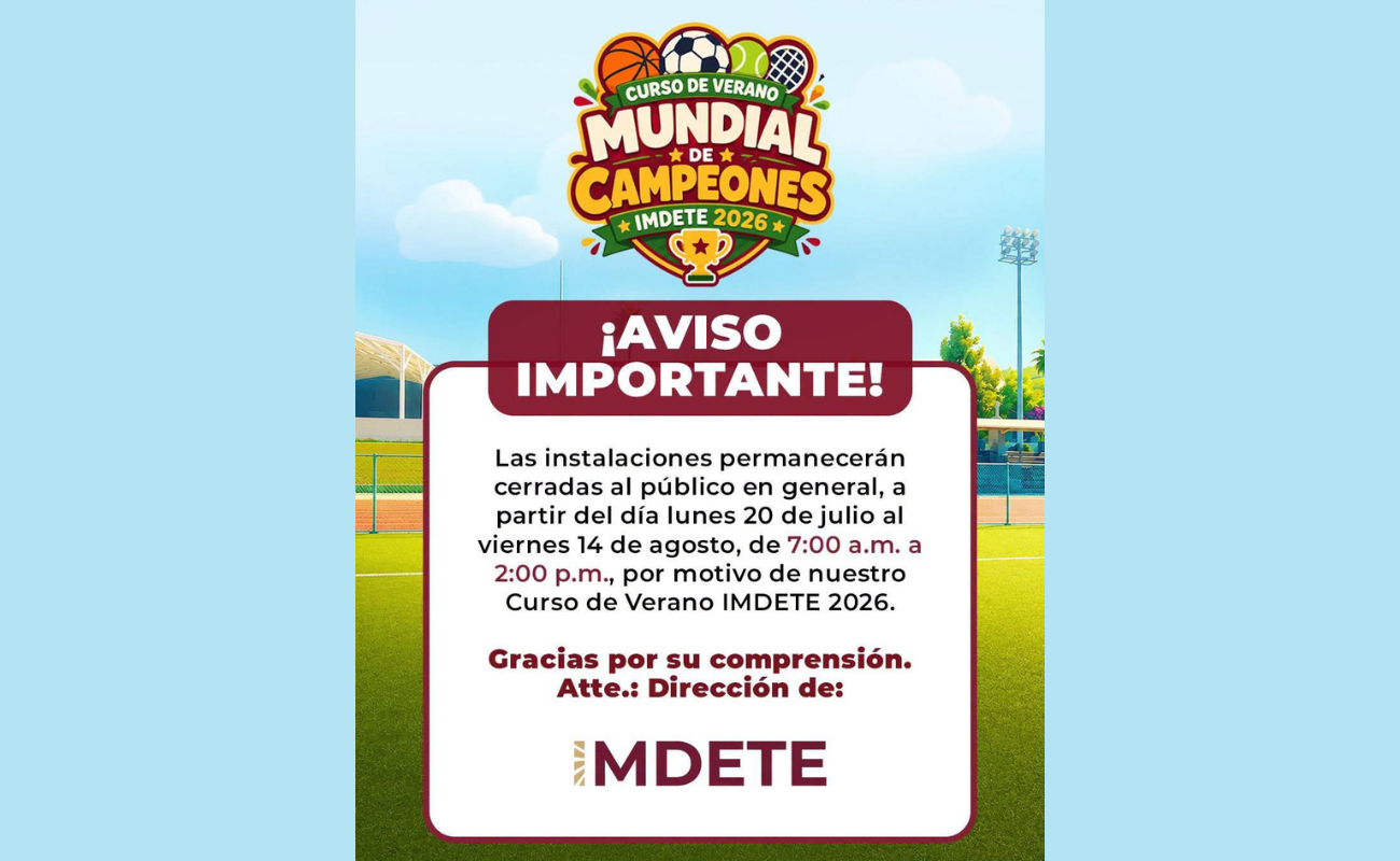 Gobierno de Tecate informa modificación temporal de horarios en la Unidad Deportiva Eufrasio Santana