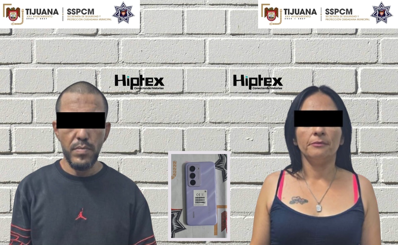 Detienen a pareja tras robar un celular a una mujer en la Zona Centro