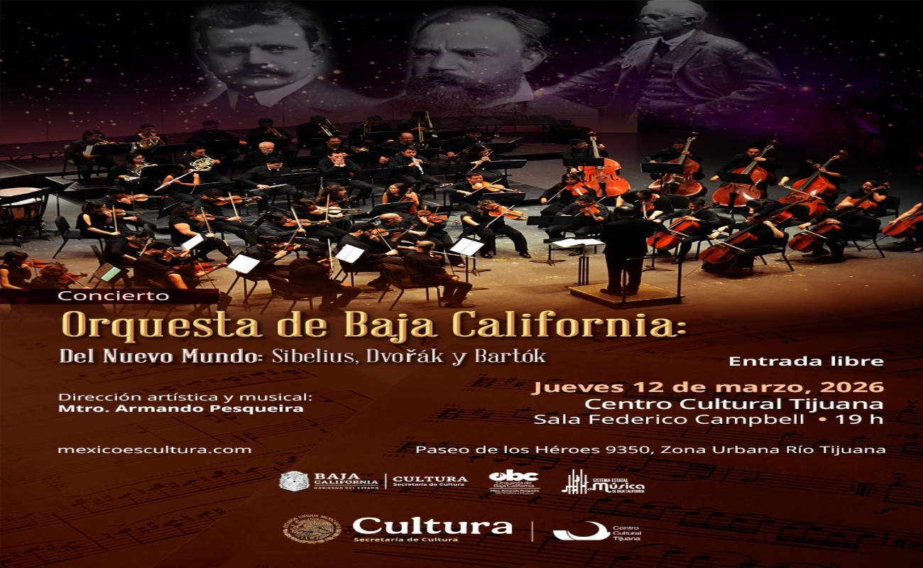 La OBC interpretará obras de Jean Sibelius, Antonín Dvořák y Béla Bartók bajo la dirección del maestro Armando Pesqueira.