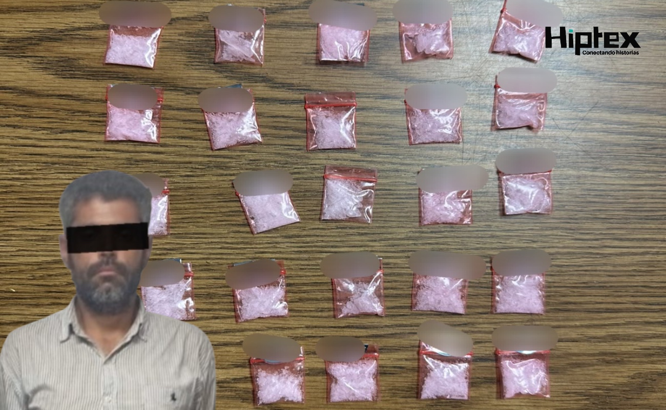 Policía Municipal detiene a persona en posesión de 25 bolsas con metanfetamina en colonia pueblo nuevo