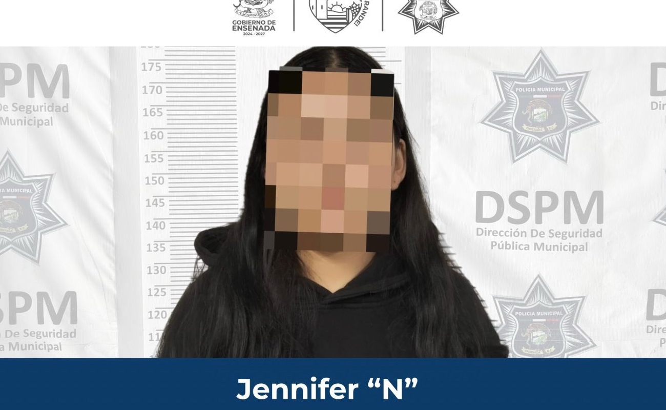 Jennifer “N”, de 20 años, fue arrestada en la zona centro de Ensenada por presunta posesión de marihuana.