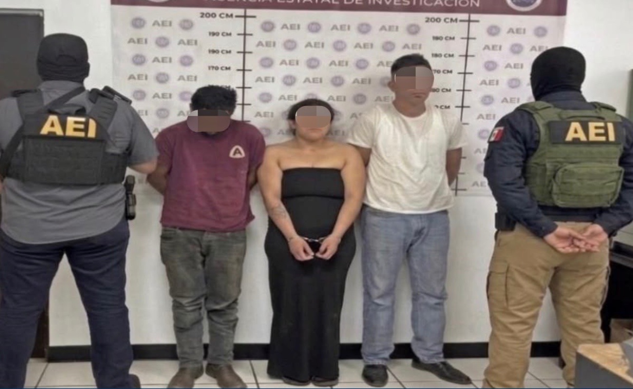 Jesús Antonio “N”, alias “El Budy”, Alexandra Lizbeth “N” y José Arturo “N”, detenidos.