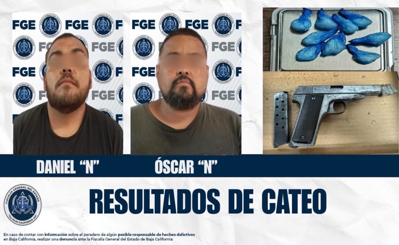 Aseguran droga y arma de fuego durante cateo; hay dos detenidos