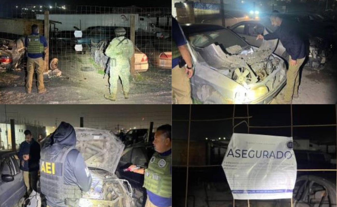 Tras cateo a yonke recuperan vehículo robado y aseguran 18 más