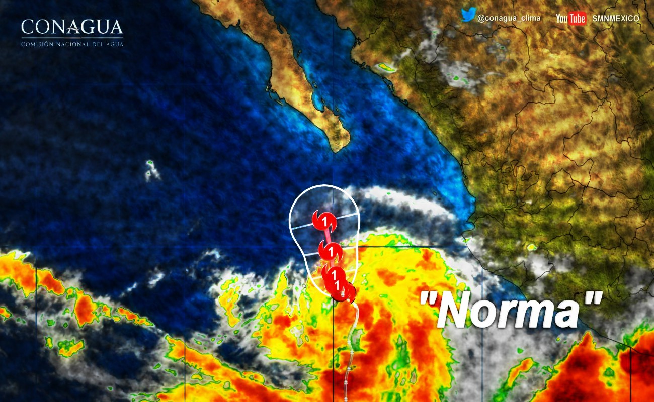 La tormenta tropical "Norma" mantiene una dirección hacia el sur de la península de Baja California