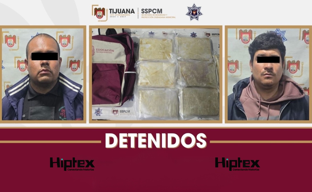 Detiene Policía Municipal de Tijuana y SEDENA, a dos personas con más de 7 kilos de presunta cocaína en Zona Norte