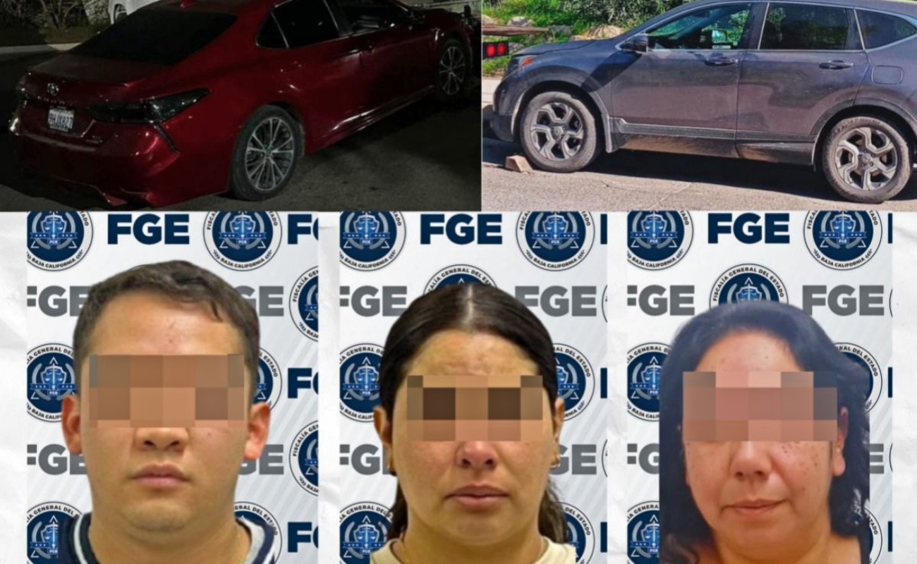 La Agencia Estatal de Investigación detuvo a tres personas y recuperó dos vehículos robados en Tijuana.
