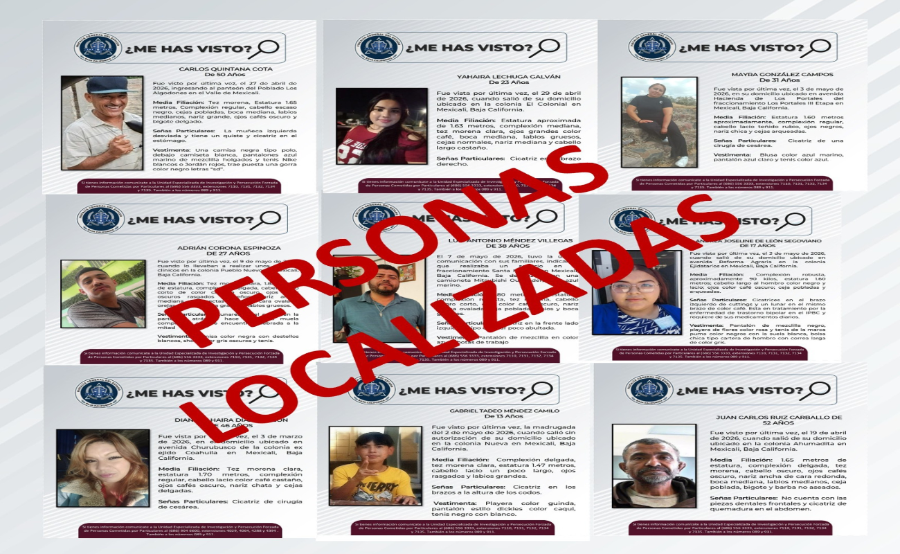 Entre los localizados se encuentran dos menores de edad.